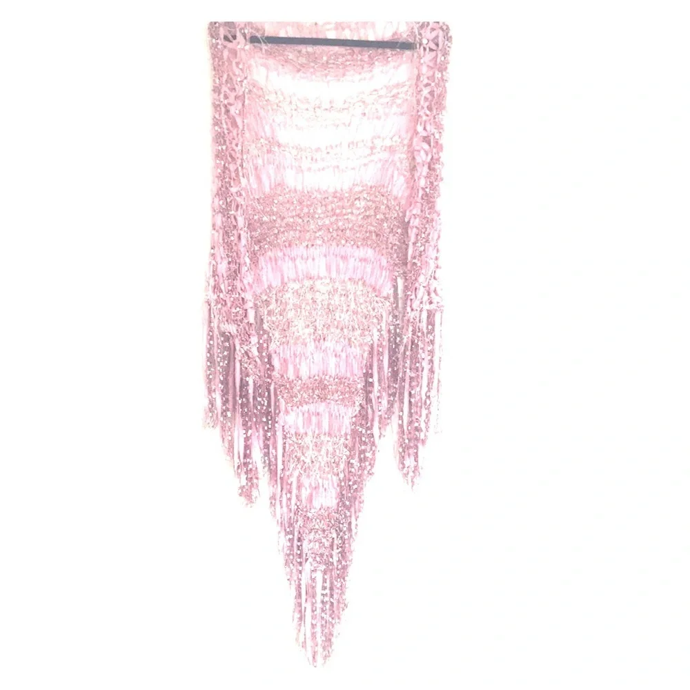 Foxxy Chique Pink &‎ Silver Handwoven Silk & Cotton Shawl Brand New